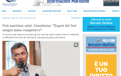 Noli marittimi salati. Giamberini: “Export del Sud sempre meno competitivo”